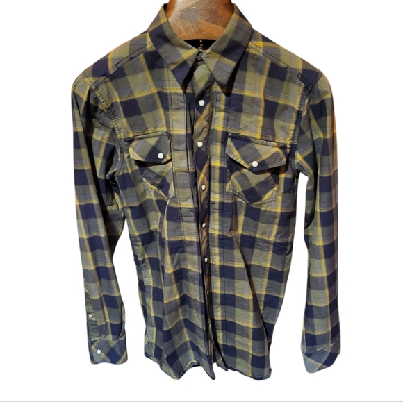 5.11 Tactical Other - 5.11 Tactical Shirt Mens Small Blue Yellow Plaid Pearl Snap Utility Workwear